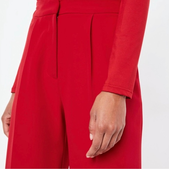 Missguided Peace + Love Red Wide leg Crepe Pant - Picture 2 of 10